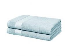AmazonBasics Performance Serviettes de toilette - 2 serviettes de bain, Bleu aigue-marine