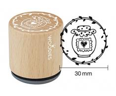Woodies Tampon Pot de Confiture, Bois, 3,4 x 3,4 x 3,5 cm