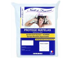 Nuit de France 329362 140/190 Protège Matelas Polyuréthane/Coton/Polyester Blanc 190 x 140 x 1 cm