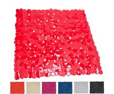 MSV Tapis de Douche Galets-53x53cm-rouge, 100% PVC, Rouge
