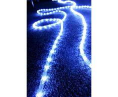 Amare Lot de 2 bougies LED en cire véritable Blanc 7,5 x 12,5 cm, Plastique cuivre, Blanc, Lichterschlauch 240 LED - 10 m Länge