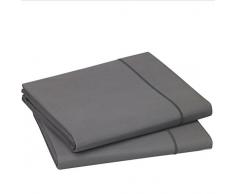 Blanc des Vosges Uni Satin Taie de traversin Coton, Ardoise, 90x190 cm