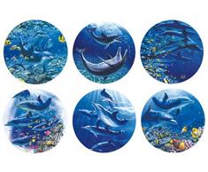 GÃ©nÃ©rique 618 Dessous de Verre LiÃ¨ge Dauphins Multicolore 10 x 2,5 x 10 cm Lot de 6