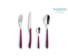 KUPPELS Prisma Ménagère en acier inoxydable Abricot, Acier inoxydable, plastique, Framboise/argenté, 24-teilig