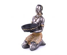 Pajoma 73785 afrikanischer Deko Homme avec bougeoir, Résine, Hauteur 22 cm