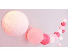 CREATIVECOTTON Guirlande Lumineuse, Boules de Coton avec Mode Timer et Mode Veilleuse (Chambre de Petite Fille, 20 boules)