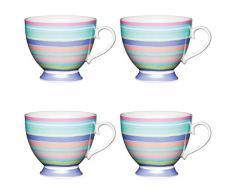 Kitchen Craft Lot de 4 Grandes Tasses Ã Pied en Porcelaine Anglaise - Motif Fleurs - Multicolore, 400 ML, Porcelaine, Multicolore, 400 ML, Set of 4
