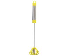 Kitchen Craft KCROTWHISK Fouet Poussoir Rotatif, Acier Inoxydable, Jaune/Argent, 32 x 32 x 22 cm