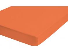 Biberna 77144 Drap housse en jersey stretch, selon Oeko-Tex Standard 100, env. 90 x 190 cm à 100 x 200 cm, Orange (Karotte)