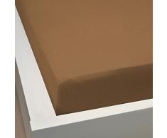 douceur de nuits Drap Housse, Coton, Marron, 140 x 190 cm