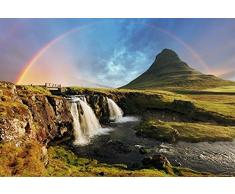 Papier Peint poster panoramique KIRKJUFELLSFOSS ISLANDE 4 x 2,70 m | Déco et photo murale XXL Qualité HD Scenolia