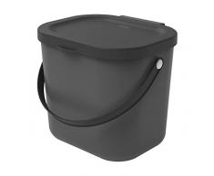 Rotho Albula Poubelle en Plastique (polypropylène) pour Cuisine Cappuccino Anthracite 6 l, Polypropylène, Anthracite, 6 Liter (23,5 x 20 x 20,8 cm)
