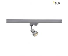 SLV Spot LED pour Rail TriphasÃ© PURI | Spot Orientable et Inclinable pour Rail, Spot LED, Projecteur de Plafond, Plafonnier, SystÃ¨me de Rail, Eclairage IntÃ©rieur, Lampe TriphasÃ©e | GU10 QPAR51, gris Couleur Argent, EEC max. A-A++