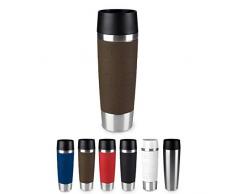 Emsa 515616 TRAVEL MUG GRANDE, Mug isotherme fermeture par pression Quick Press, 100% hermétique, silicone, 500ml, Brun
