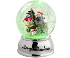 WeRChristmas Boule à Neige et Le Ski de Bonhomme de Neige Décoration de Noël changeant de Couleur, en Plastique, Multicolore, 10 cm