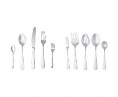 AmazonBasics Service de 65 couverts en acier inoxydable avec bord arrondi Pour 12 personnes