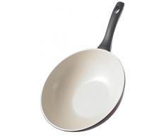 Stylen Cook Ceramic Spirit Wok en Aluminium forgÃ© Aubergine/Weiss, 28 x 8,5 cm