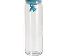 Alessi Amdr08 Az Gianni a Little Man Holding on Tight Boîte de Cuisine en Verre avec Couvercle en Résine Thermoplastique, Bleu Clair, 200 Cl