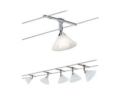 Paulmann 941.43 Colmar SystÃ¨me dÃ©clairage LED sur cÃ¢ble - Ensemble dÃ©clairage sur fil de tension avec 5 spots suspendus, 10Â m de long et transformateur 60VA - Max 10W GU4 Chrome poli (Ã©nergie A+++)