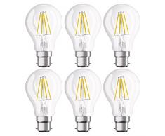 Osram Ampoule LED Filament, Forme Classique, Culot B22, 4W Equivalent 40W, 220-240V, claire, Blanc Chaud 2700K, Lot de 6 pièces