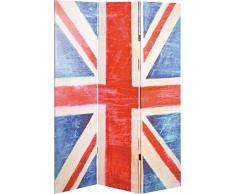 Haku Möbel 30941 Paravent Bois Massif Sapin/Toile Bleu/Rouge/Blanc