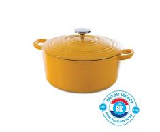 BK Cookware Cocotte en Fonte ÃmaillÃ©e avec Couvercle 24 cm, Dutch Oven, Casserole Induction Ronde 4.2 Litres, Tous Feux, Jaune EnsoleillÃ©