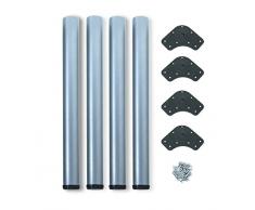 Emuca 2034525 Lot de 4 Pieds de table réglables ø 60 x 710 mm en Acier Peint Alu