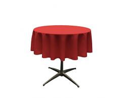 La Nappe Ronde en Lin Polyester en Popeline, Polyester, Red, 129.5 x 129.5 x 0.04 cm