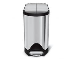Simplehuman Poubelle à pédale en Acier Inoxydable Argenté 10 l