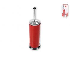 Home Porte Brosse WC, mÃ©tal, Rouge/Acier, 12Â x 12Â x 30Â cm