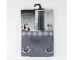 douceur dintérieur rideau a oeillets 140x260 cm polyester indila top anthracite/naturel