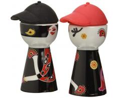 Lebrun 9100702 Salière et Poivrière Forme de Personnage avec Casquette Porcelaine