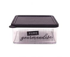 COOK CONCEPT Boite de Conservation Ã Message ModÃ¨le AlÃ©atoire â Dimensions : 16.5 x 16.5 x 7.2 cm, Plastique-PS, Transparent-Blanc/Transparent-Noir, KB5965