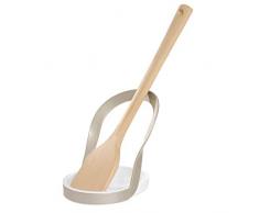 iDesign repose cuillère pour le plan de travail, rangement ustensile de cuisine en métal et plastique, accessoire de cuisine, argenté mat / blanc mat