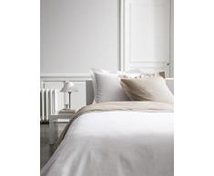 Parure HC3 Percale Bicolore TODAY Premium (Housse de Couette 220/240 + 2 Taies 75/75) - 100% coton - Chantilly / Mastic
