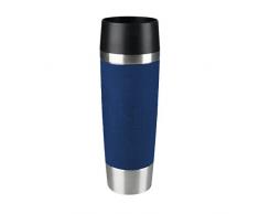 Emsa 515618 TRAVEL MUG GRANDE, Mug isotherme fermeture par pression Quick Press, 100% hermétique, silicone, 500ml, Bleu