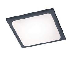 TRIO, Plafonnier, Trave incl. 1 x LED,SMD,18,0 Watt,3000K,1750 Lm. Acryl, Blanc, Corps: Aluminium, Anthracite L:25,0cm, L:25,0cm, H:4,8cm IP54