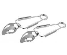 Fackelmann 32130 Lot de 2 Pinces à escargots, Acier Inoxydable, Gris, 22,7 x 11,6 x 5 cm