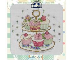 Tuva Boîte à coudre en métal décoratif Aida 14 carats DMC en coton avec aiguille, ciseaux, motif