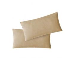 Exklusiv-Heimtextil Lot de 2Â Housses de Coussin/de taie dâOreiller douillettes avec Fermeture Ã©clair, Disponible en 10Â Couleurs, en Jersey de Haute qualitÃ©, 100Â % Coton, 40Â x 80Â cm, Couleur Sable