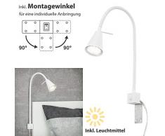 Briloner Leuchten - Lampe de Chevet LED, Lampe flexible LED, Interrupteur Marche/Arrêt, 4 Watt, 400 Lumens, 3.000 Kelvin, Blanc