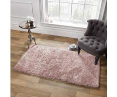 Sienna Tapis à Poils Longs 5 cm, 120 x 170 cm, synthétique, Polyester, Coton, Rose, 120 x 170 cm