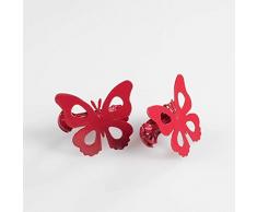 douceur dintérieur 2 embrasses pince 7x5.8cm metal peint papillando rouge