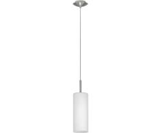 Eglo 85977 Lampe suspension Troy 3 Ã 1 ampoule E27 max. 60Â W non incluses en acier nickelÃ© et verre mat/blanc satinÃ© 10,5 x 110Â cm