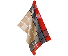 kela Torchon de Cuisine Tabea avec Motif carrÃ© 50x70cm en Coton, Rouge/Gris/Taupe, 50x70x1 cm