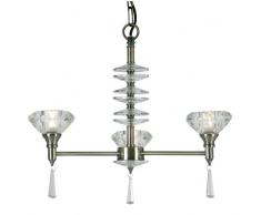 Oaks Lighting Sahar Suspension Lampes verre cristallin K9 Finition laiton antique Utilisation : fixation avec chaÃ®ne ou encastrable