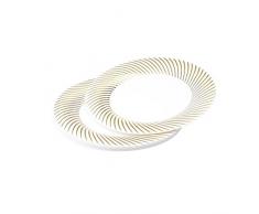 Viphome 6ASJ055OR Lot de 6 Assiettes Blanc/Or 23 cm