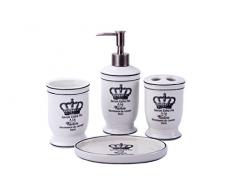 GMMH Ensemble de 4 Accessoires de Salle de Bain Vintage avec Distributeur de Savon et Brosse WC en cÃ©ramique