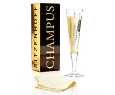 RITZENHOFF Champus Champagne Verre, Cristal, Cristal, Schwarz/Gold/Platin, 7 x 7 x 24 cm