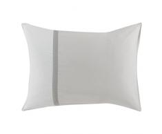 Essix - Taie doreiller Toi & Moi Percale de Coton Meringue/Gris Perle 50 x 70 cm